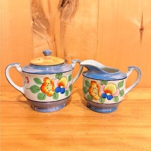 Floral Teapot and Creamer Set